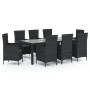 Set da Pranzo da Giardino 9 pz con Cuscini in Polyrattan Nero