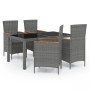 Set da Pranzo da Esterno 5 pz con Cuscini in Polyrattan Grigio