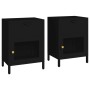 Comodini 2 pz Neri 40x30x54,5 cm Acciaio e Vetro