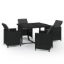 Set da Pranzo da Giardino 5 pz con Cuscini in Polyrattan Nero