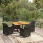 Set da Pranzo da Giardino 5 pz con Cuscini in Polyrattan Nero