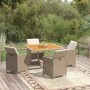 Set da Pranzo da Giardino 5 pz con Cuscini Beige in Polyrattan