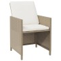 Set da Pranzo da Giardino 5 pz con Cuscini Beige in Polyrattan