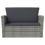 Set Divani da Giardino 16 pz con Cuscini in Polyrattan Grigio