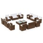 Set Divani da Giardino 16 pz con Cuscini in Polyrattan Marrone