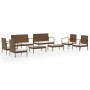 Set Divani da Giardino 8 pz con Cuscini in Polyrattan Marrone