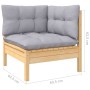 Set Divani da Giardino 5 pz con Cuscini Grigi Massello di Pino