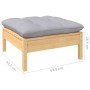 Set Divani da Giardino 5 pz con Cuscini Grigi Massello di Pino