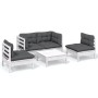 Set Divani da Giardino 5 pz con Cuscini in Massello di Pino
