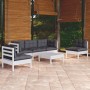 Set Divani da Giardino 6 pz con Cuscini Legno Massello di Pino