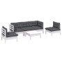 Set Divani da Giardino 6 pz con Cuscini Legno Massello di Pino