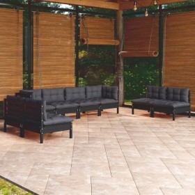 Set Divani da Giardino 8 pz con Cuscini Legno Massello di Pino