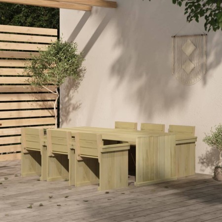 Set da Pranzo per Giardino 7 pz in Legno di Pino Impregnato