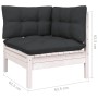 Set Divani da Giardino 9 pz con Cuscini Bianchi Legno di Pino
