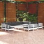 Set Divani da Giardino 14 pz con Cuscini Bianchi Legno di Pino