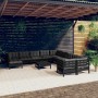 Set Divani da Giardino 12 pz con Cuscini in Legno di Pino Nero