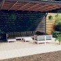 Set Divani da Giardino 11 pz con Cuscini Legno di Pino Bianco