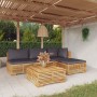 Set Divani da Giardino 5 pz con Cuscini Legno Massello di Teak