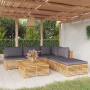 Set Divani da Giardino 6 pz con Cuscini Legno Massello di Teak