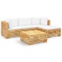 Set Divani da Giardino 5 pz con Cuscini Legno Massello di Teak