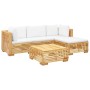 Set Divani da Giardino 5 pz con Cuscini Legno Massello di Teak