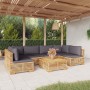 Set Divani da Giardino 7 pz con Cuscini Legno Massello di Teak