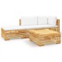 Set Divani da Giardino 4 pz con Cuscini Legno Massello di Teak