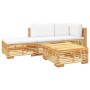 Set Divani da Giardino 4 pz con Cuscini Legno Massello di Teak