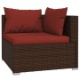 Set Divani da Giardino 4 pz con Cuscini in Polyrattan Marrone