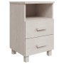 Comodino HAMAR Bianco 40x35x62 cm in Legno Massello di Pino