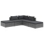 Set Divani da Giardino 5 pz con Cuscini in Polyrattan Grigio