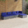 Set Divani da Giardino 5 pz con Cuscini in Polyrattan Grigio