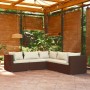 Set Divani da Giardino con Cuscini 5 pz in Polyrattan Marrone