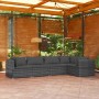 Set Divani da Giardino 5 pz con Cuscini in Polyrattan Grigio