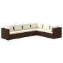 Set Divani da Giardino 6 pz con Cuscini in Polyrattan Marrone