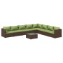 Set Divani da Giardino 9 pz con Cuscini in Polyrattan Marrone