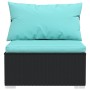 Set Divani da Giardino 7 pz con Cuscini in Polyrattan Nero