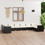 Set Divani da Giardino 10 pz con Cuscini in Polyrattan Nero