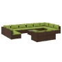 Set Divani da Giardino 13 pz con Cuscini in Polyrattan Marrone