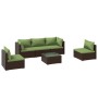 Set Divani da Giardino 6 pz con Cuscini in Polyrattan Marrone