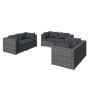 Set Divani da Giardino 6 pz con Cuscini in Polyrattan Grigio