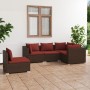 Set Divani da Giardino 5 pz con Cuscini in Polyrattan Marrone