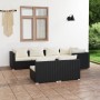 Set Divani da Giardino 7 pz con Cuscini in Polyrattan Nero