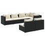 Set Divani da Giardino 7 pz con Cuscini in Polyrattan Nero