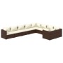 Set Divani da Giardino 9 pz con Cuscini in Polyrattan Marrone