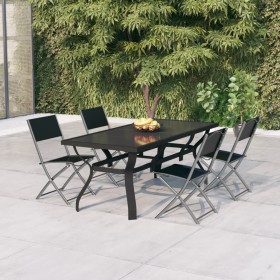 Set da Pranzo da Giardino 5 pz Grigio e Nero