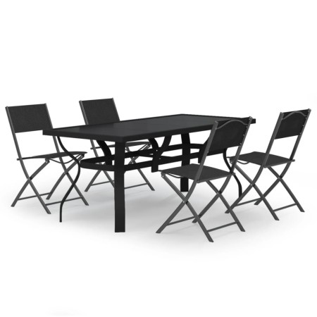 Set da Pranzo da Giardino 5 pz Grigio e Nero