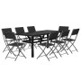 Set da Pranzo per Giardino 9 pz Grigio e Nero