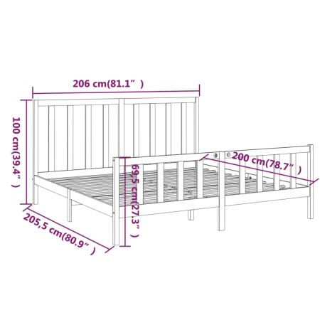 Giroletto Grigio in Legno Massello di Pino 200x200 cm