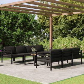 Set Divani da Giardino 8 pz con Cuscini in Alluminio Antracite